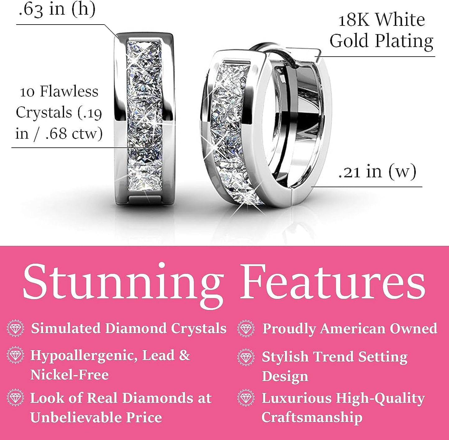 Buy Cate & Chloe Giselle Crystal Hoop Earrings - Elegance Jewelry