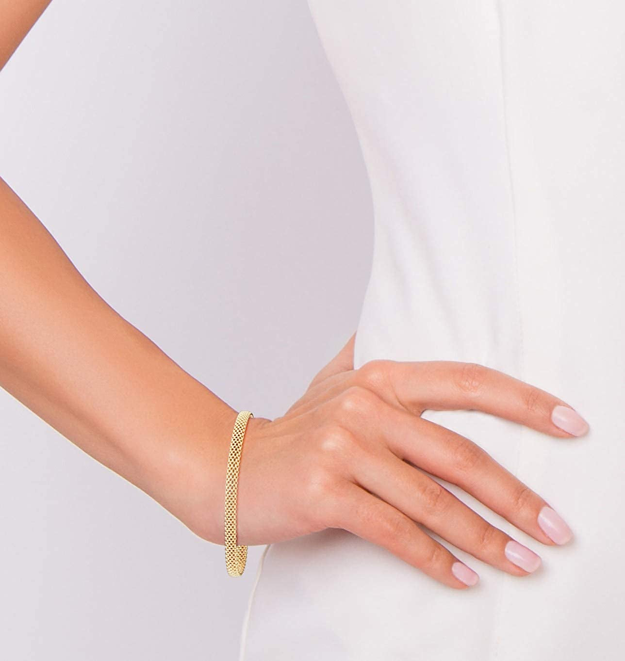 Buy Miabella 18K Gold over Sterling Silver Italian 5mm Mesh Link Chain Bracelet - Elegance Jewelry