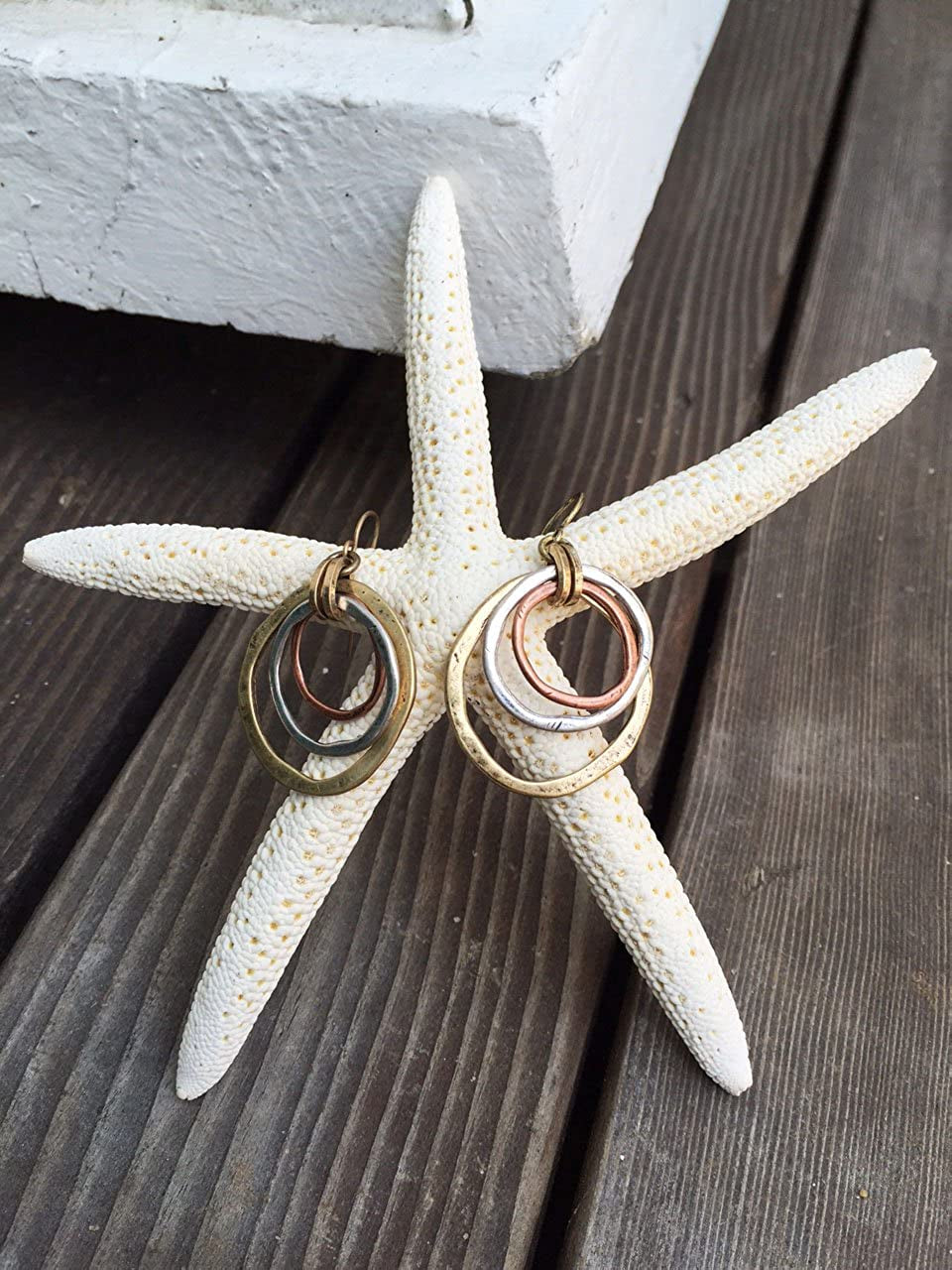 Buy Handmade Sunrise Tricolor Dangle Earrings - Artisan-Crafted Jewelry