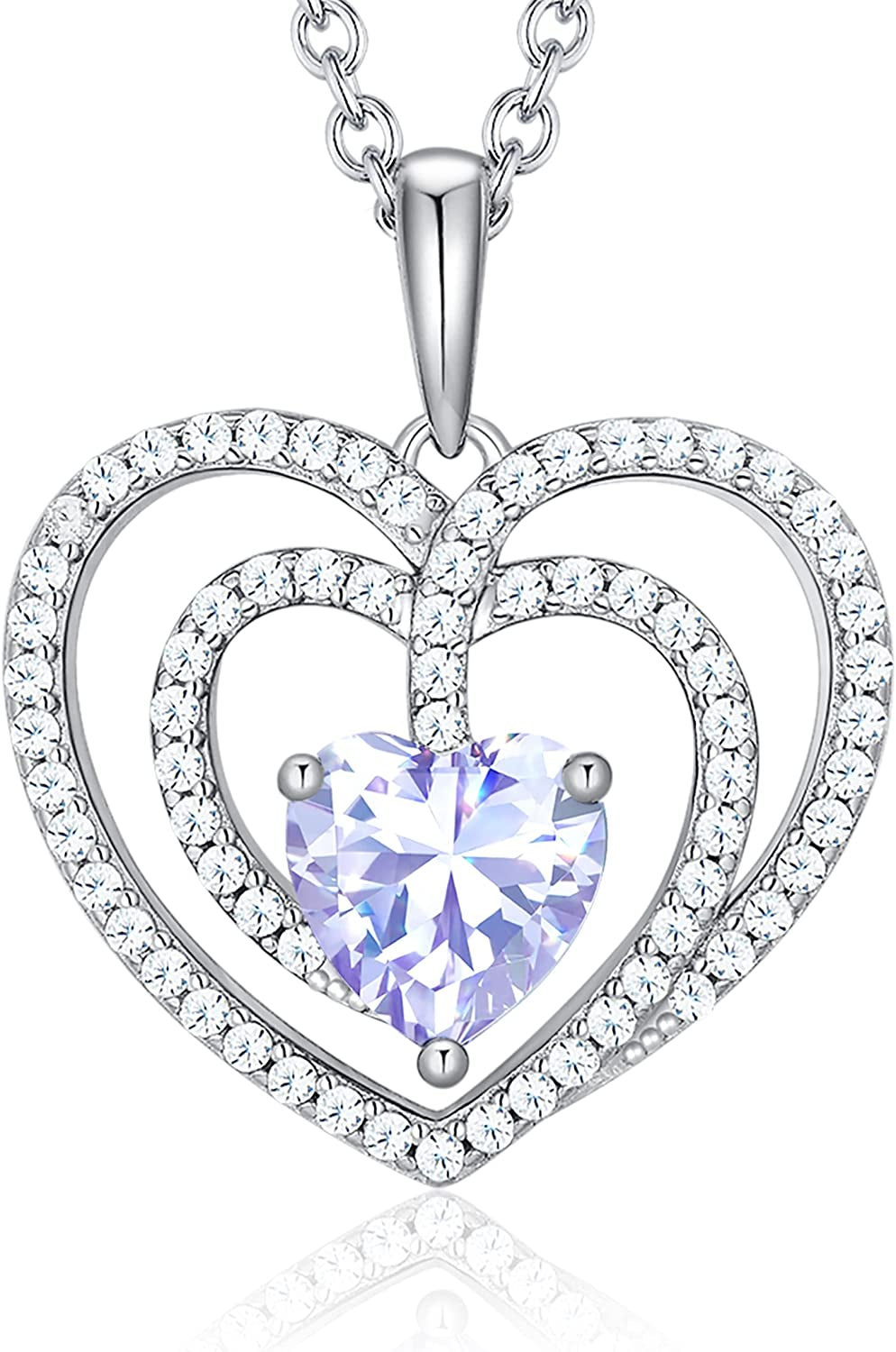 Buy Sterling Silver Birthstone Necklace - Heart Pendant Jewelry