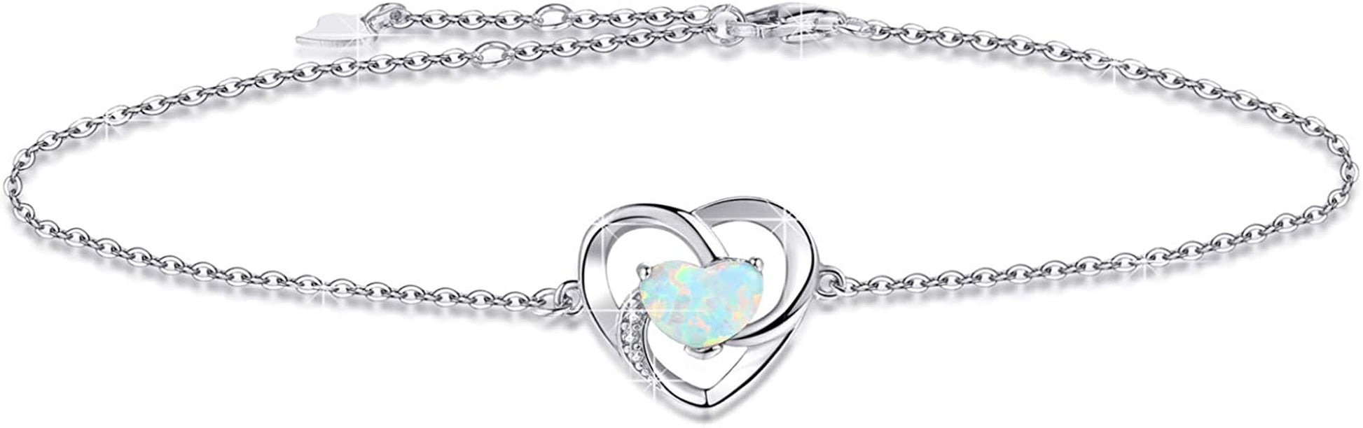 Buy YZSFMZGE Opal Heart Anklet - 925 Sterling Silver Adjustable Bracelet | Elegance Jewelry