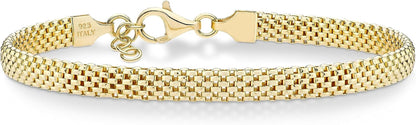 Buy Miabella 18K Gold over Sterling Silver Italian 5mm Mesh Link Chain Bracelet - Elegance Jewelry